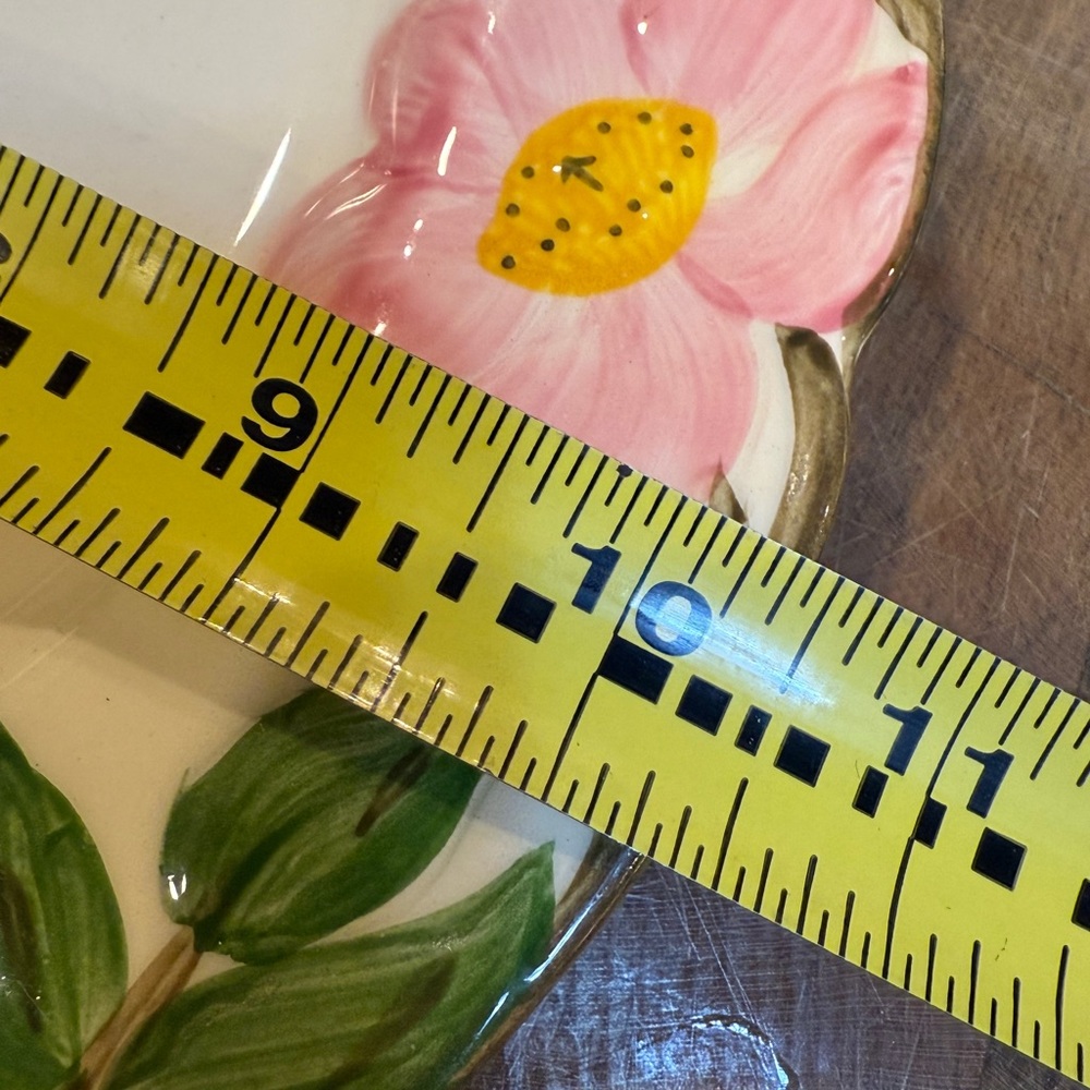 2 Vintage 1950’s Franciscan Desert Rose 10.5 Floral Dinner Plates Pink and Green - Picture 9 of 10